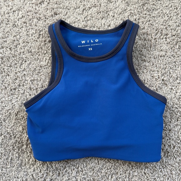 Wilo The Label Colorblock Racer Sports Bra XS Cobalt Red Ribbed - Picture 2 of 4